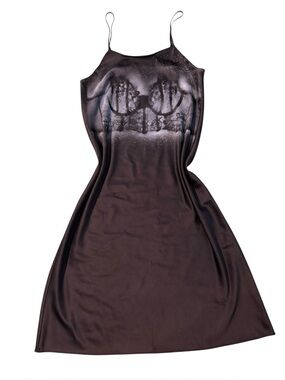 Hand painted black slip dress, LARGE